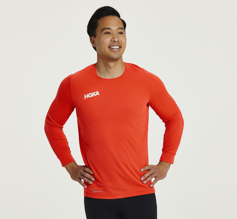 Hoka One One Performance 3/4 T-Shirt Herr Röda - SE-2871453